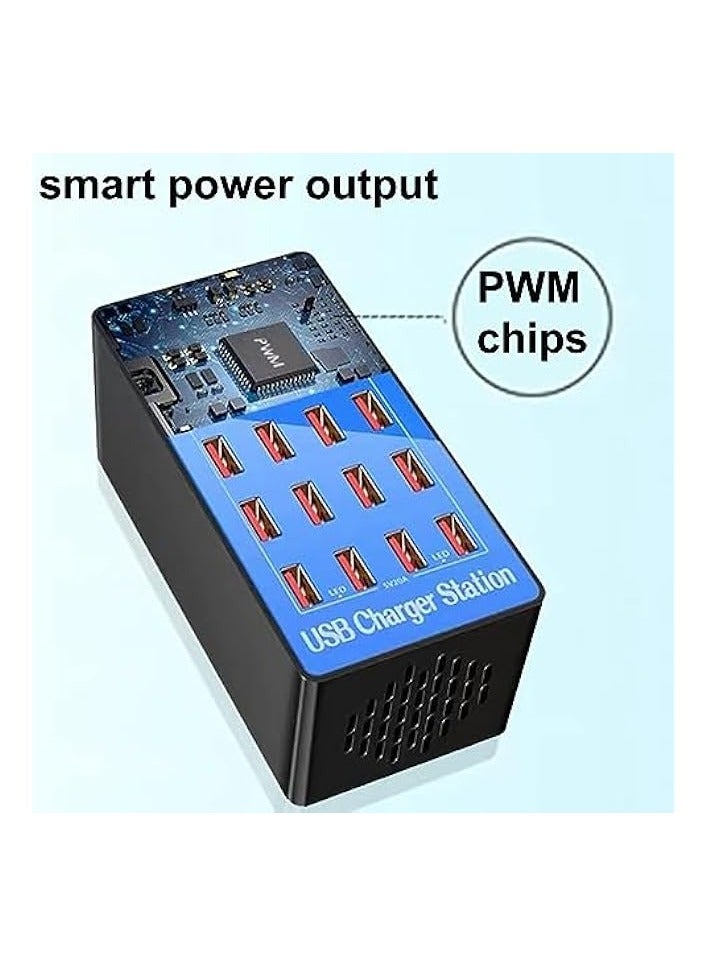 erorex 20-Port Multi Ports USB Charger, 100W Multi-USB Charging Station, Multi-Port USB Charger with Smart Detection to charge smartphones, tablets and other USB devices. - Image 4