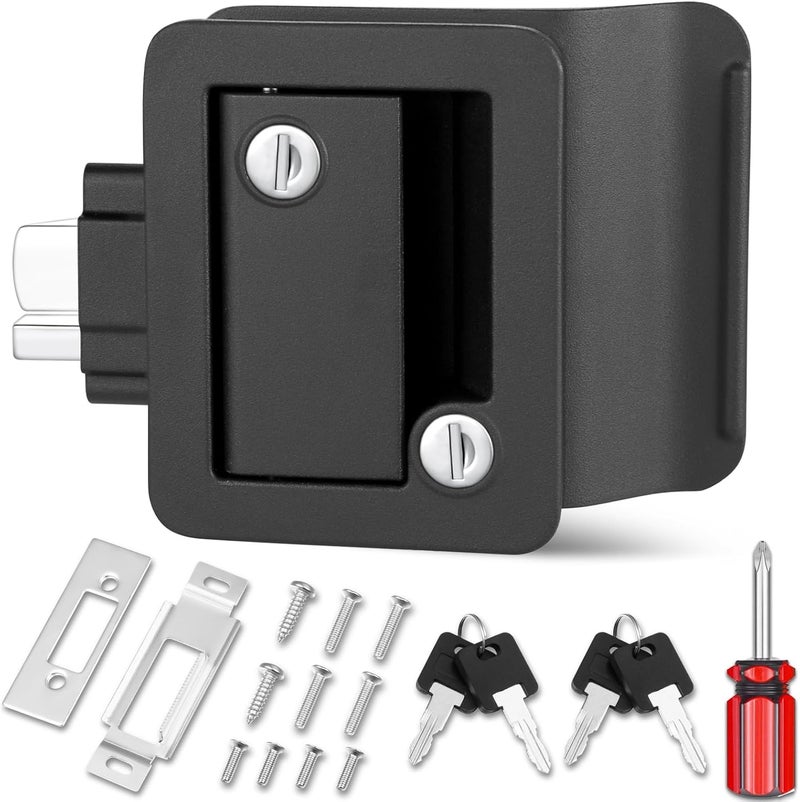Ramkle RV Door Lock with Paddle Deadbolt - Black Camper Entry Door Latch Replacement Kit - Image 1