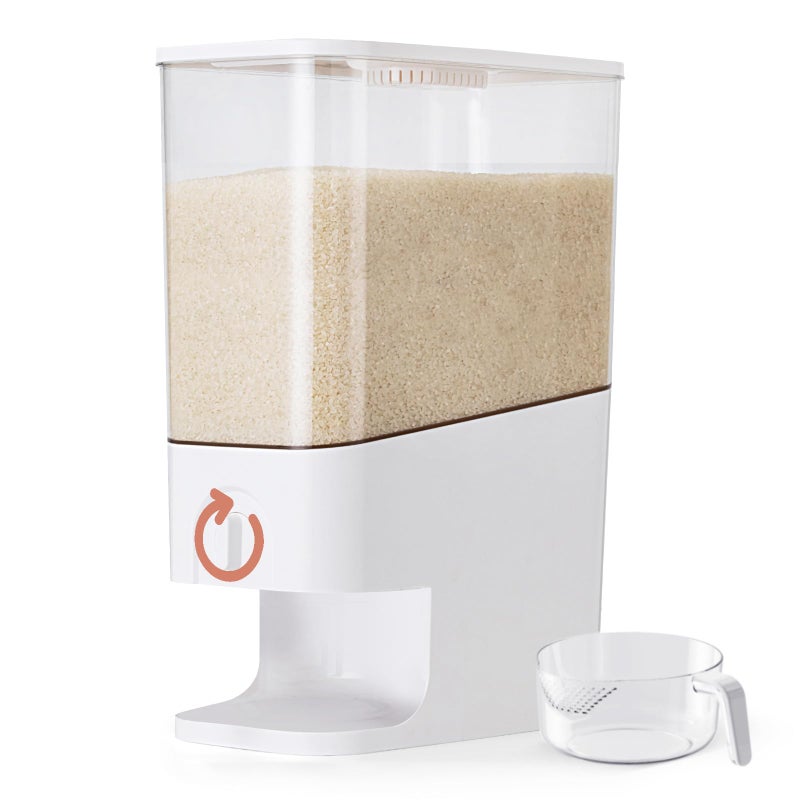 LivLab 22-25lbs Rice Dispenser, 10.5 Qt/10L/25 lbs Grain Storage Container with Measuring Cup Cereal Dispenser Cereal Bucket for Kitchen Pantry Organization - Image 1