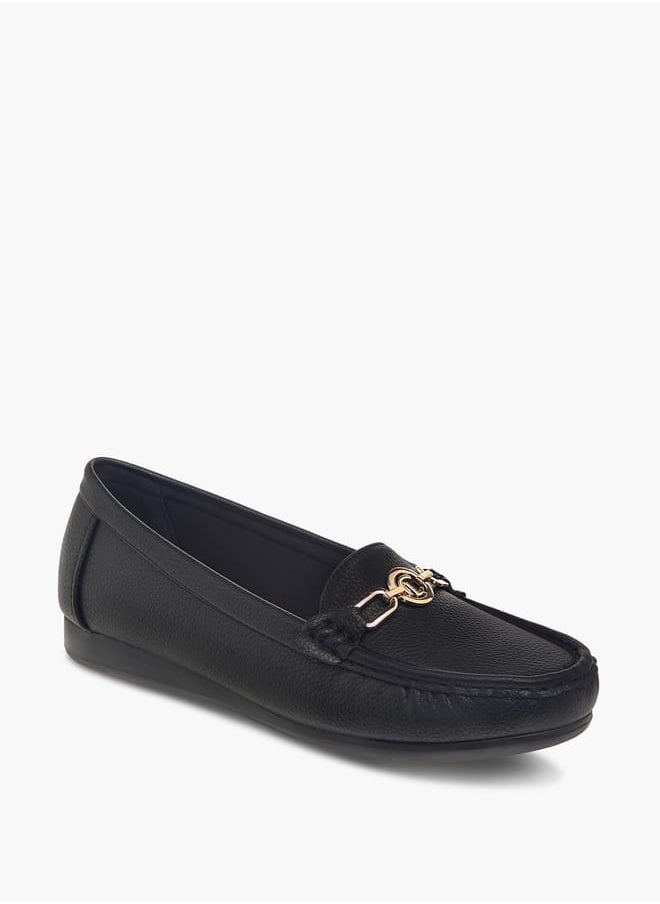 Le Confort Women Monogram Textured Slip-On Loafers with Metallic Accent  - Image 2