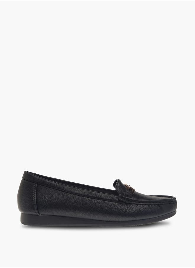 Le Confort Women Monogram Textured Slip-On Loafers with Metallic Accent  - Image 3