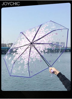 Print Transparent Umbrella Clear Portable Compact Small Light Weight Waterproof Rain and Sun Umbrella Purple