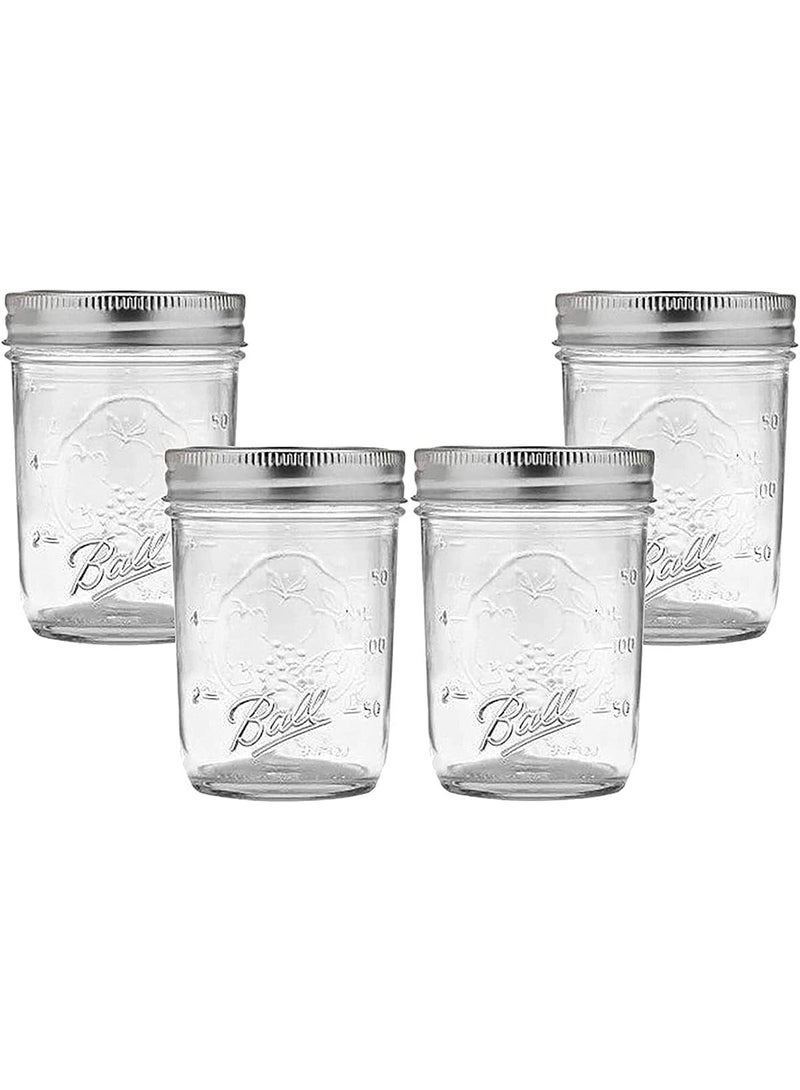 Wide Mouth Mason Jars 500 ML Non Slip Jar - Set of 4 Pcs Mason Jars - Canning Glass Jars with Lids - Image 1