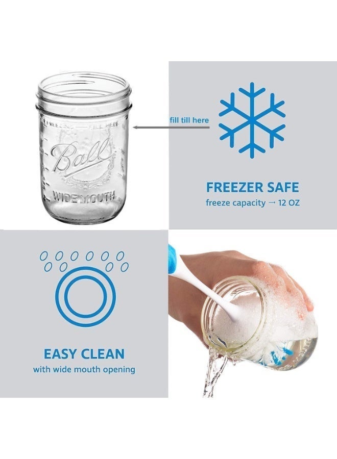 Wide Mouth Mason Jars 500 ML Non Slip Jar - Set of 4 Pcs Mason Jars - Canning Glass Jars with Lids - Image 5