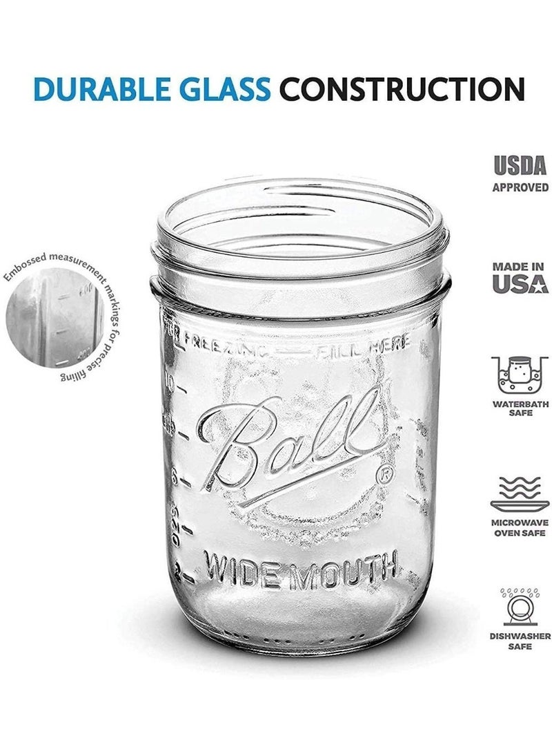 Wide Mouth Mason Jars 500 ML Non Slip Jar - Set of 4 Pcs Mason Jars - Canning Glass Jars with Lids - Image 4