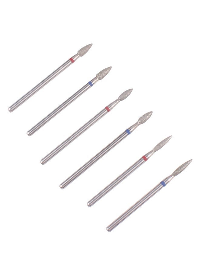 MZCMSL 6pcs Flame Shape Diamond Cuticle Nail Drill Bit, Pro Manicure Drill Bit for Nail Prep, 3/32 Shank efile Bit - Image 3