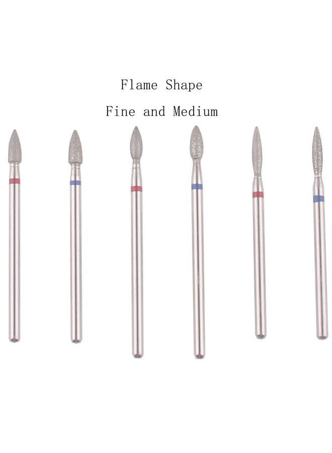 MZCMSL 6pcs Flame Shape Diamond Cuticle Nail Drill Bit, Pro Manicure Drill Bit for Nail Prep, 3/32 Shank efile Bit - Image 2