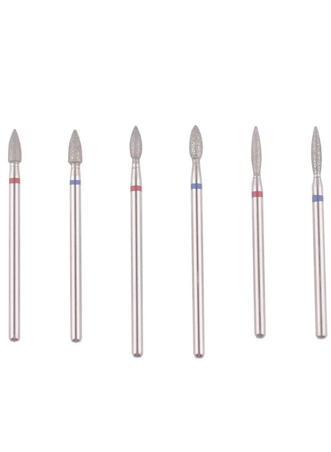 MZCMSL 6pcs Flame Shape Diamond Cuticle Nail Drill Bit, Pro Manicure Drill Bit for Nail Prep, 3/32 Shank efile Bit - Image 1
