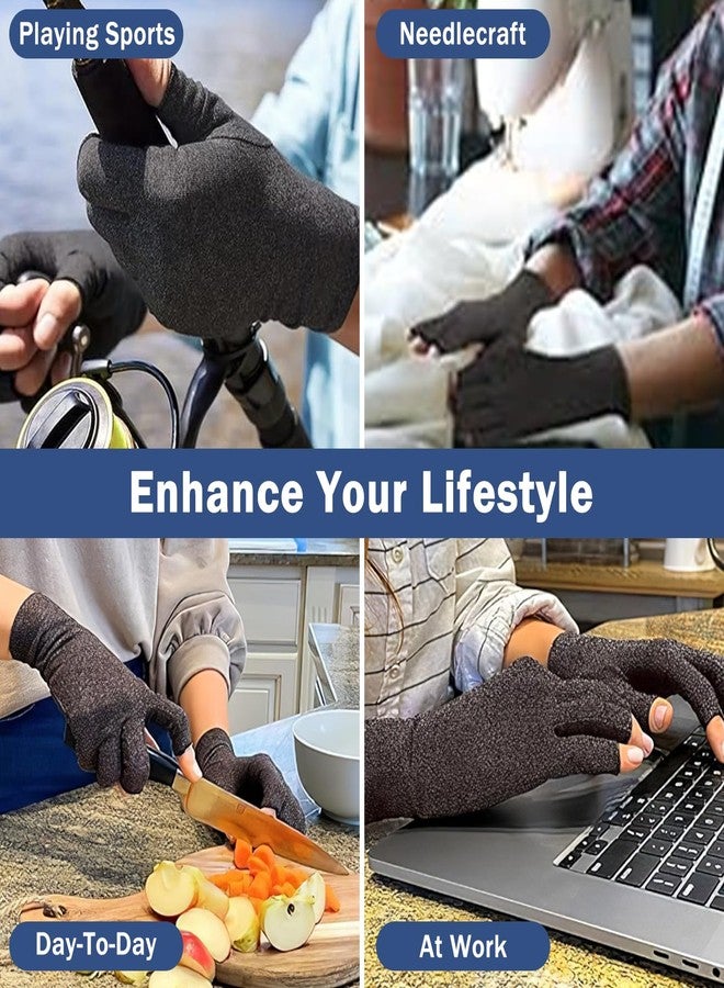 TecoKart® Compression Gloves for Arthritis - Bamboo Arthritis Gloves for Pain Relief, Rheumatoid and Osteoarthritis Support, Open Finger Design for Flexibility, Ideal for Men & Women (L) - Image 4