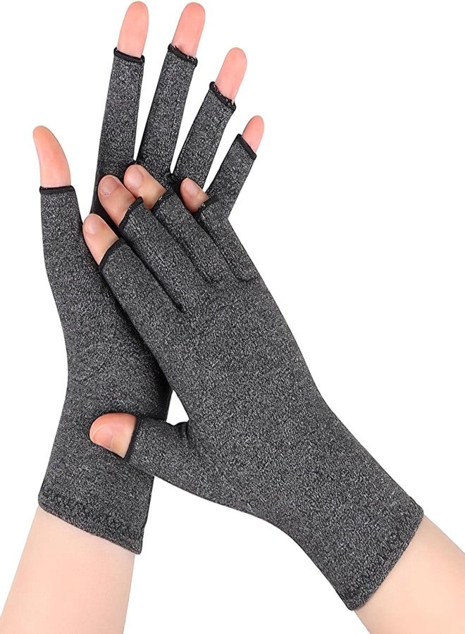 TecoKart® Compression Gloves for Arthritis - Bamboo Arthritis Gloves for Pain Relief, Rheumatoid and Osteoarthritis Support, Open Finger Design for Flexibility, Ideal for Men & Women (L) - Image 1