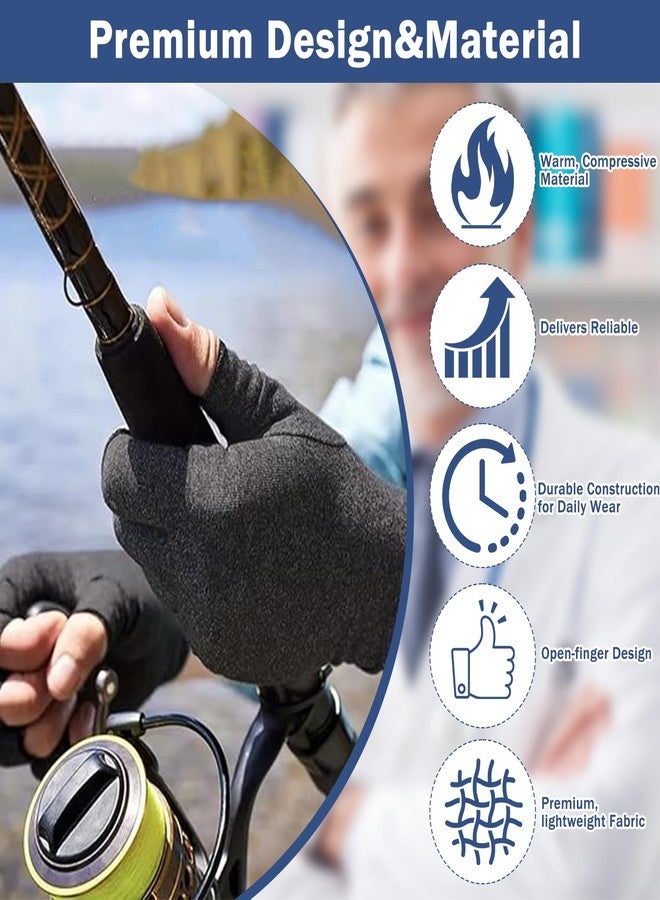 TecoKart® Compression Gloves for Arthritis - Bamboo Arthritis Gloves for Pain Relief, Rheumatoid and Osteoarthritis Support, Open Finger Design for Flexibility, Ideal for Men & Women (L) - Image 3