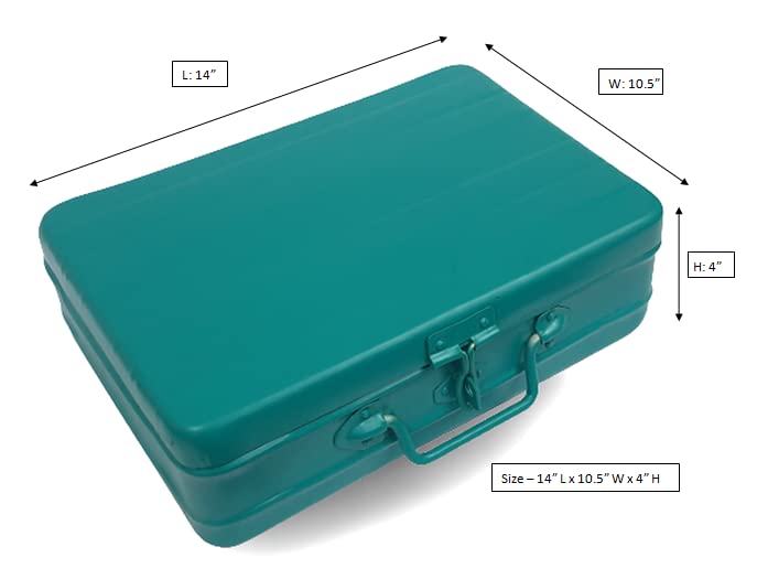 JAYCO Big Aluminum Storage BoxTreasure ChestCurrency Money BoxGift Trunk 14 Large 35 cm x 27 cm x 10 cm Green Rectangular - Image 2