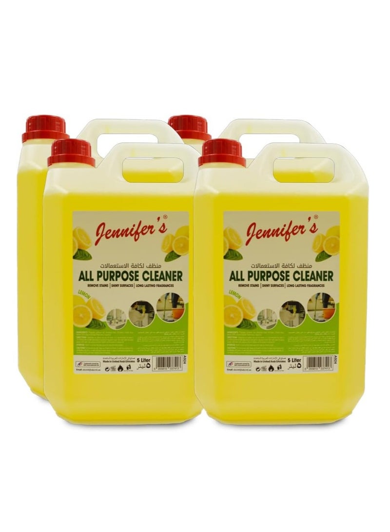 Jennifer's All Purpose Cleaner Lemon 4 x 5L  - Image 1