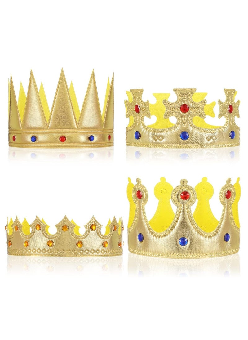 Oasisgalore 4 Pcs Party Hat Golden King Crowns Birthday Crown Hat for Kids Birthday Baby Shower Party Photo Props  - Image 1