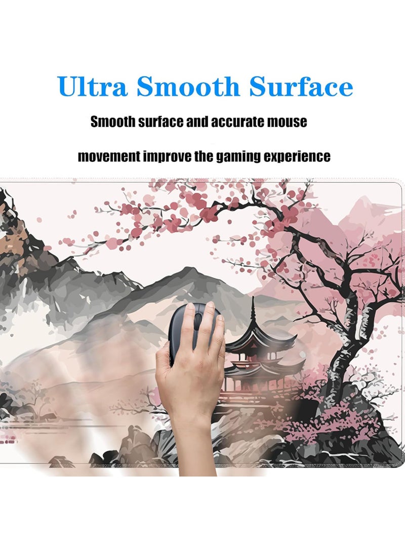 روك بو ألوان مائية ساكورا لعبة كبيرة لوحة الماوس لوحة الماوس لعبة 800 * 300 * 3MM لوحة الماوس لوحة الجدول لوحة كبيرة لوحة الجدول مع عدم الانزلاق قاعدة الحواف مخيط لوحة المفاتيح لوحة الماوس الموسعة - Image 5