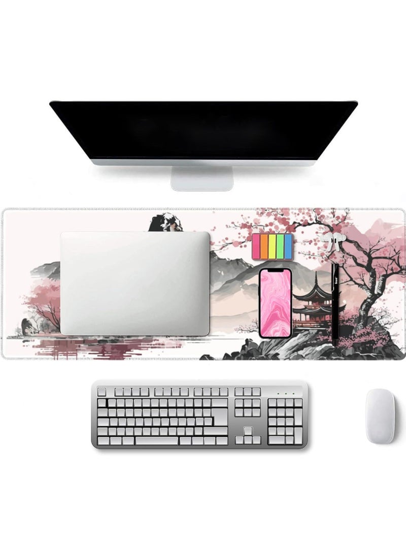 روك بو ألوان مائية ساكورا لعبة كبيرة لوحة الماوس لوحة الماوس لعبة 800 * 300 * 3MM لوحة الماوس لوحة الجدول لوحة كبيرة لوحة الجدول مع عدم الانزلاق قاعدة الحواف مخيط لوحة المفاتيح لوحة الماوس الموسعة - Image 2