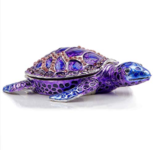 SEVENBEES Purple Sea Turtle Figurine Decorative Jewelry Boxes Hinged Trinket Box Sea Turtle - Image 1