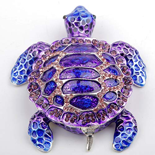 SEVENBEES Purple Sea Turtle Figurine Decorative Jewelry Boxes Hinged Trinket Box Sea Turtle - Image 3