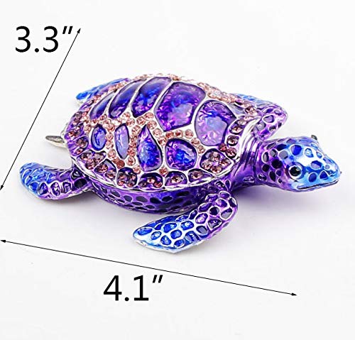 SEVENBEES Purple Sea Turtle Figurine Decorative Jewelry Boxes Hinged Trinket Box Sea Turtle - Image 4