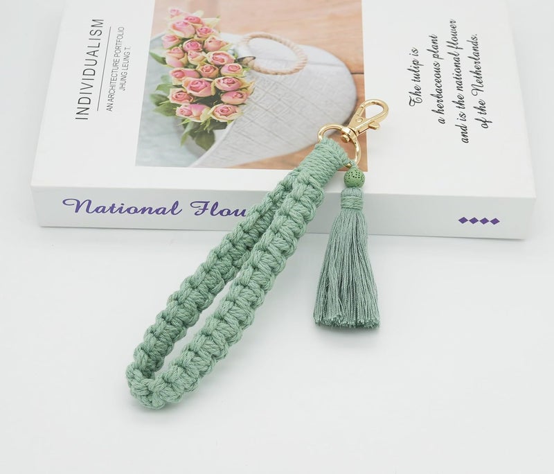 Moydolo Macrame Boho Handmade Cute Bracelet Holder Keychain Wristlet Key Chain Wrist Lanyard for Women Girls - Image 2