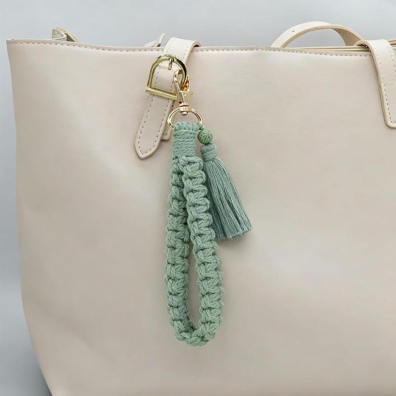 Moydolo Macrame Boho Handmade Cute Bracelet Holder Keychain Wristlet Key Chain Wrist Lanyard for Women Girls - Image 4