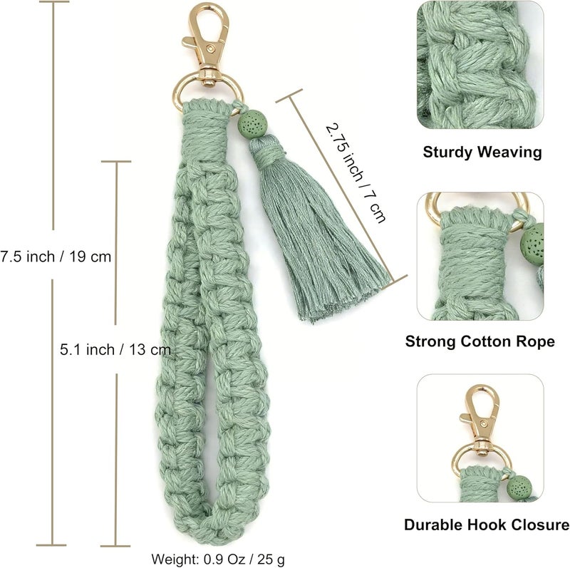 Moydolo Macrame Boho Handmade Cute Bracelet Holder Keychain Wristlet Key Chain Wrist Lanyard for Women Girls - Image 1