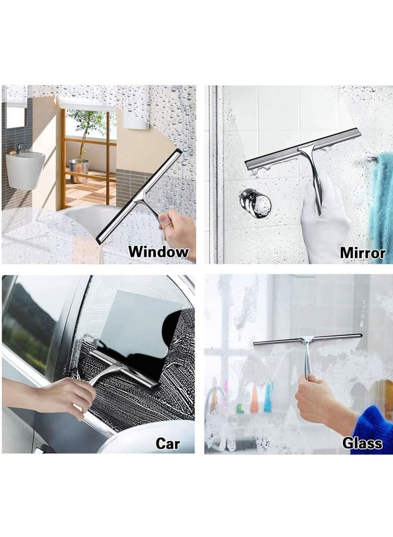 Excefore Shower Squeegee, Stainless Steel Wiper Shower Squeegee, Multi- Purpose Household Cleaning Wiper for Shower Doors, Bathroom  - Image 4