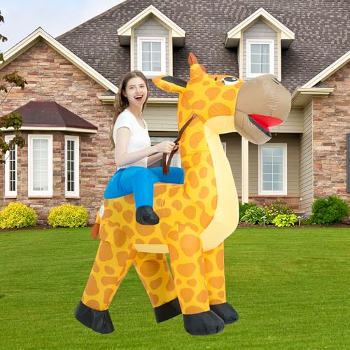 One Casa Inflatable Costume Adult,Blow Up Costumes,Ride On Giraffe Costume,Halloween Costumes for Men Women (63INCH) - Image 3