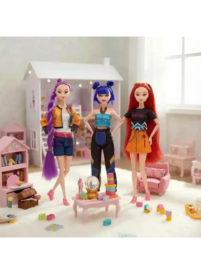 3 Cyber Pop Fashion Dolls Set | 3 Fashion Dolls for Girls | 3 Girls Fashion Dolls | 3 Stylish Fashion Dolls | 3 Dress-Up Dolls | 3 Trendy Fashion Dolls | 3 Colorful Hair Dolls | 3 Modern Fashion Dolls | 3 Doll Play Set | Fashion Doll Toy for Girls | 3 Doll Collection Set | Gift Dolls for Girls | Girls Toys | Fashion Dolls | Doll Play Set | Futuristic Fashion Dolls | Cute Fashion Dolls | 3 K-Pop Fashion Dolls-3 Modern Fashion Dolls - Image 3