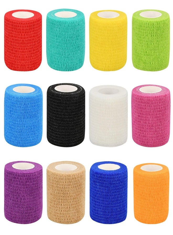 Ruby Q 12pcs Self Adhesive Bandage Wraps, 2in 5 Yards, Multicolor - Image 1