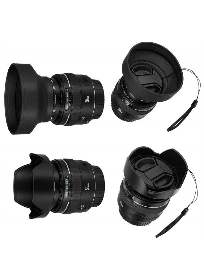 55mm Lens Hood Set Compatible with Nikon D3400 D3500 D5500 D5600 D7500 DSLR Camera with AF-P DX 18-55mm f/3.5-5.6G VR Lens, Collapsible Rubber Hood + Reversible Tulip Flower Hood + Lens Cap