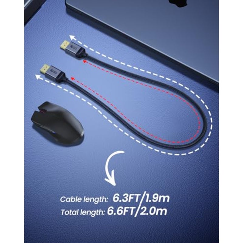 80Gbps DisplayPort 2.1 Cable 2M [VESA Certified], UHBR20 8K@240Hz, 4K@960Hz 480Hz 360Hz 240Hz, HDR HDCP DSC 1.2a, FreeSync G-Sync, DP 2.1 Cable Compatible with Graphics Cards 5090 7900XTX - Image 5