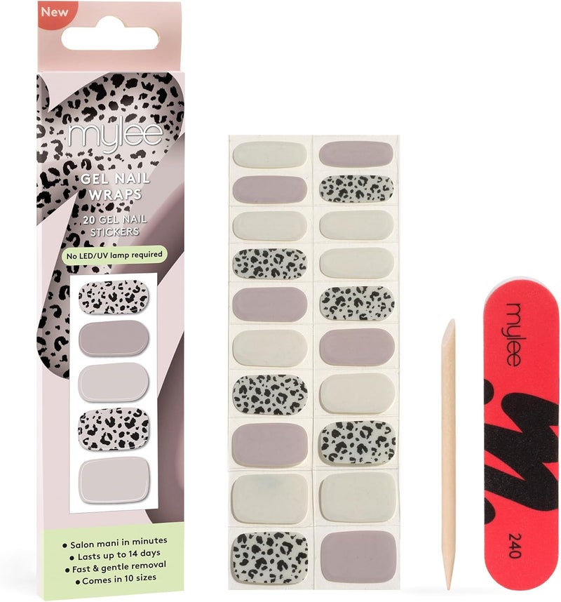 Mylee Gel Nail Wraps Cruella 10 PreCured Gel Stickers for Instant Mani No Lamp Needed ChipResistant Glossy Finish Lasts Up to 14 Days Easy to Apply Vegan CrueltyFree