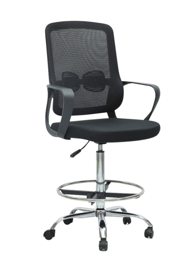KARNAK Mesh Office Desk Chair With Handrest And Modern Design - Black  - Image 1