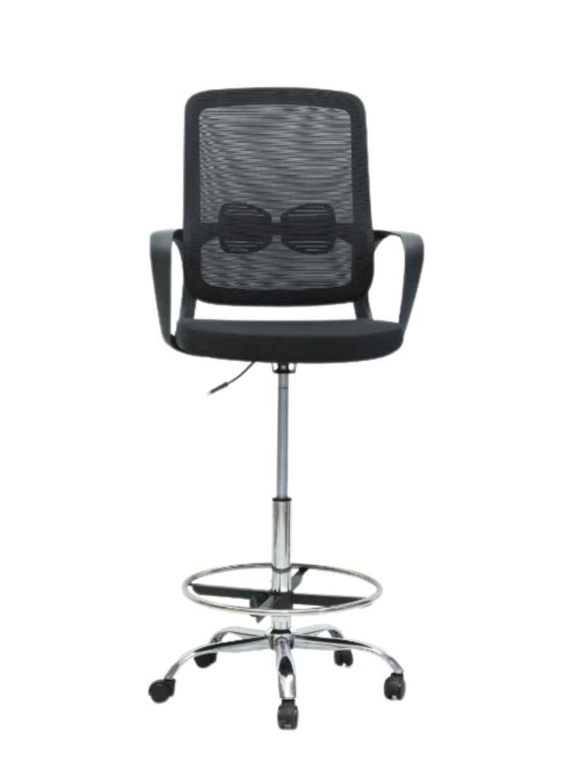 KARNAK Mesh Office Desk Chair With Handrest And Modern Design - Black  - Image 3