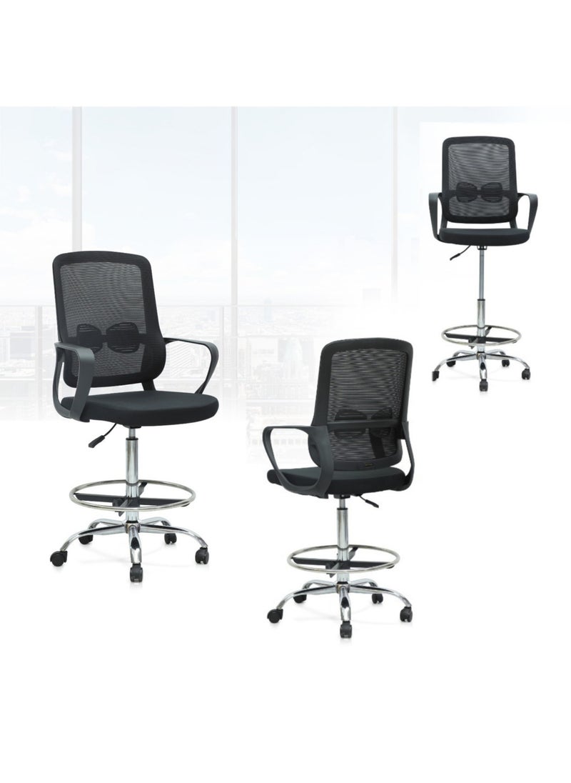 KARNAK Mesh Office Desk Chair With Handrest And Modern Design - Black  - Image 4
