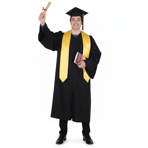 Sarvda Graduation Gown Set With Cap & Sash | Black Convocation Dress For Adult Boys & Girls | Convocation Ceremony Robe | Academic Gown for College & University Graduation | Free Size (18-25 Years) - Image 1