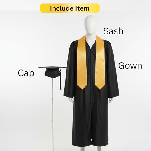 Sarvda Graduation Gown Set With Cap & Sash | Black Convocation Dress For Adult Boys & Girls | Convocation Ceremony Robe | Academic Gown for College & University Graduation | Free Size (18-25 Years) - Image 2