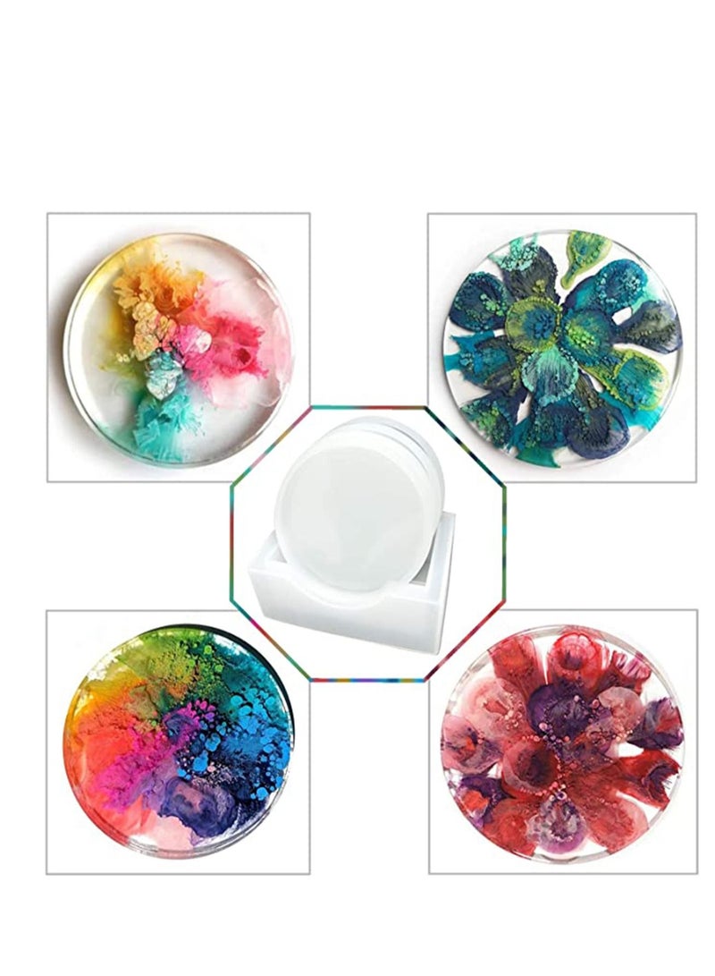 SYOSI 5 Pack Home Decoration,Round Resin Coaster Mold Sets,Silicone Coaster Storage Box Mold,Coaster Molds for Resin Casting,Cups Mats,Candle Holder,Soap Box for Birthday  - Image 5