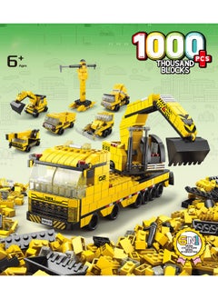 LELE BROTHER 6-in-1 Engineering Vehicles Building Blocks Set, Construction Team Building Toys, Excavator/Dump Truck/Loader/Forklift/Crane Toy Set, STEM Learning Building Blocks Set, Ideal Gifts for Kids Age 6+ Y  - Image 1