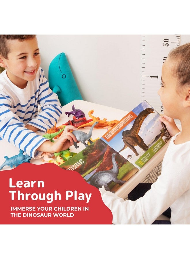 Prextex PREXTEX Dinosaur Toys for Kids 3-5 - 12 Dinosaurs Figurines and Dinosaur Book for Kids - Realistic Toy Dino Figures - Dino Toys with Educational Books for Boys and Girls  - Image 2