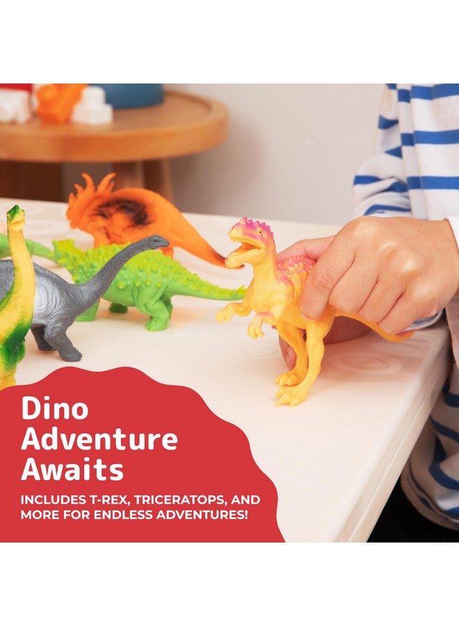 Prextex PREXTEX Dinosaur Toys for Kids 3-5 - 12 Dinosaurs Figurines and Dinosaur Book for Kids - Realistic Toy Dino Figures - Dino Toys with Educational Books for Boys and Girls  - Image 4