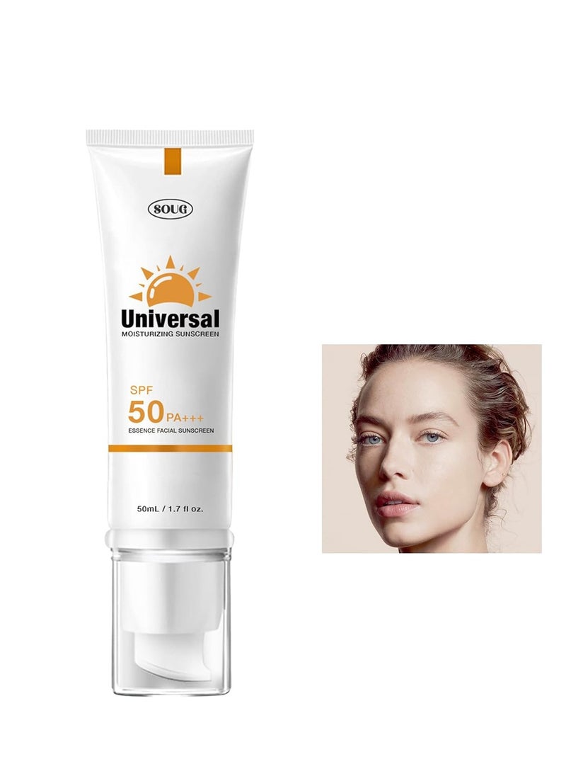 KASTWAVE - 50ml Tinted Sunscreen For Face(white), Face Sunscreen SPF 50+ PA++++, Daily Moisturizer Sunscreen for Face, Against UVA and UVB Rays, No White Cast, Hydrating Sun Essence Face Sunscreen - Image 1