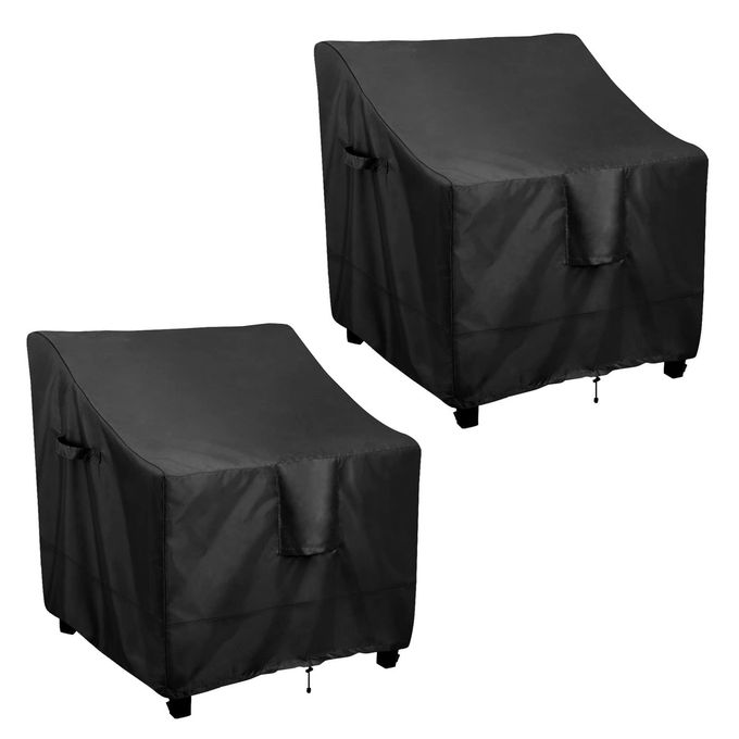 OutdoorLines Outdoor Waterproof Furniture Chair Cover UVResistant Patio Lawn Chair Covers for Outdoor Furniture Windproof Heavy Duty Chair Covering 2 Packs 335Wx315Dx36H Inches Black