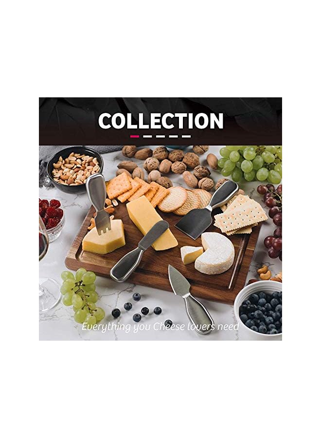 S-TOP Stainless Steel Cheese Knives Set, Lightweight One-Piece Design Cheese Slicer, Cutter, Spreader, and Fork for Charcuterie Board, 4-Piece Kitchen Utensils - Image 2
