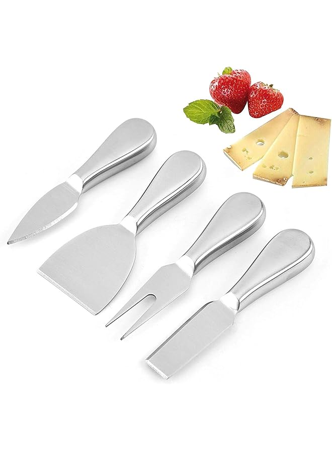 S-TOP Stainless Steel Cheese Knives Set, Lightweight One-Piece Design Cheese Slicer, Cutter, Spreader, and Fork for Charcuterie Board, 4-Piece Kitchen Utensils - Image 1