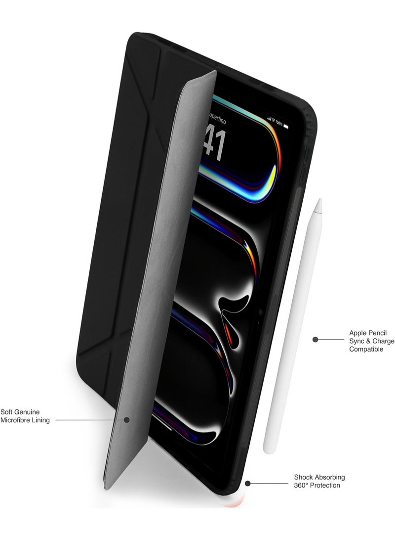 Pipetto Origami No1 for Apple iPad Pro 11 inch Case (2024) M4 Smart Cover with 5 in 1 Stand - Black - Image 3