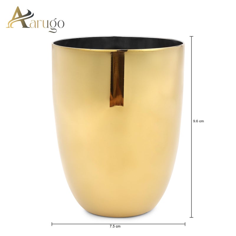 Aarugo Aarugo Stainless Steel Gold Coated Smart Dinnerware/Dinner Set | 1 Thali, 3 Bowl, 1 Glass, 1 Fork, 1 Spoon | Solid Kitchen Set for Home | Restaurant | Pefect Gifting Set - Image 4