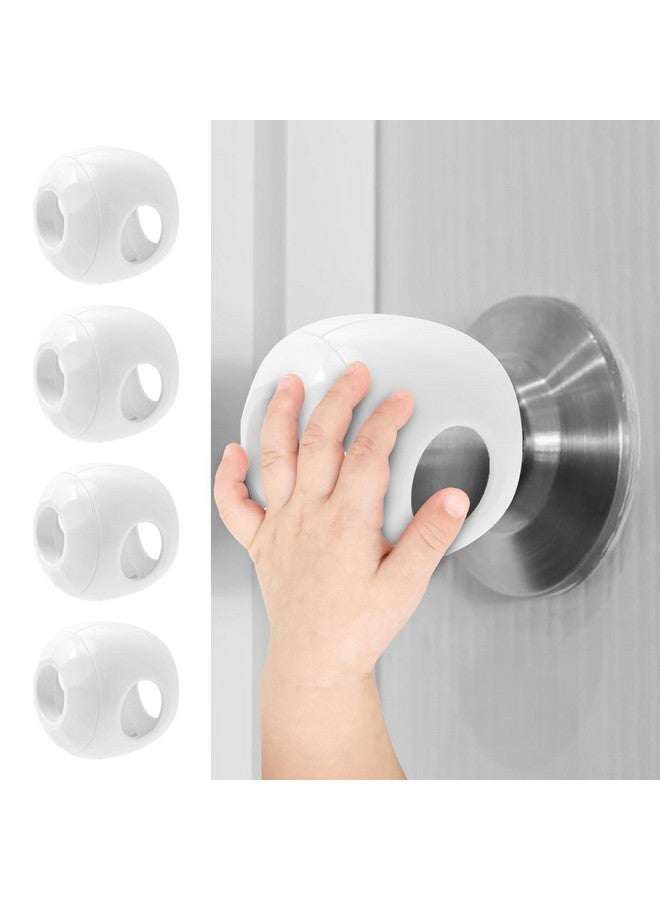 GCRQ Child Safety Door Knob Covers 4 Pack Reusable Baby Proof Door Knob Locks Baby Proof Door Handle Protector for Kids Universal Fit Easy Grip Lockable Design No Tools Needed - Image 1