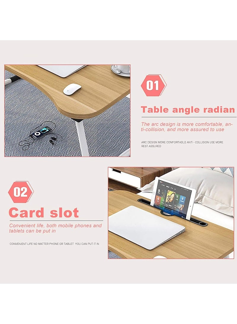 BJM Portable Folding Laptop Desk for Bed，With iPad and Cup Holder Adjustable Lap Tray Notebook Stand， Foldable Non-Slip Legs Reading Table Tray for working，studying，camping - Image 4